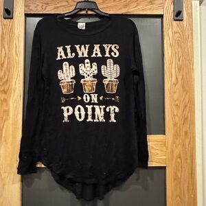 Black Long Sleeve Cactus Graphic Tee